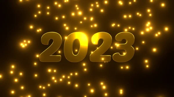 Bonne Année 2023 Avec Des Particules Dorées Tombant Sur Fond — Photo