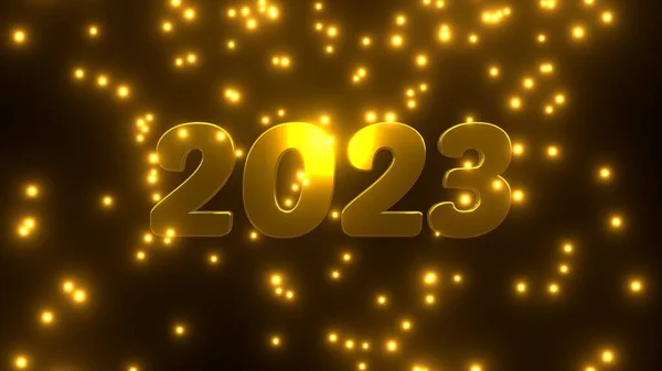 Felice Anno Nuovo 2023 Con Particelle Dorate Cadenti Sfondo Nero — Foto Stock