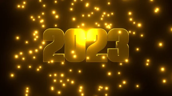 Gott Nytt 2023 Med Gyllene Fallande Partikel Svart Bakgrund Uhd — Stockfoto