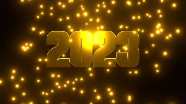 Feliz Año Nuevo 2023 Con Partícula Que Cae Oro Sobre — Foto de Stock