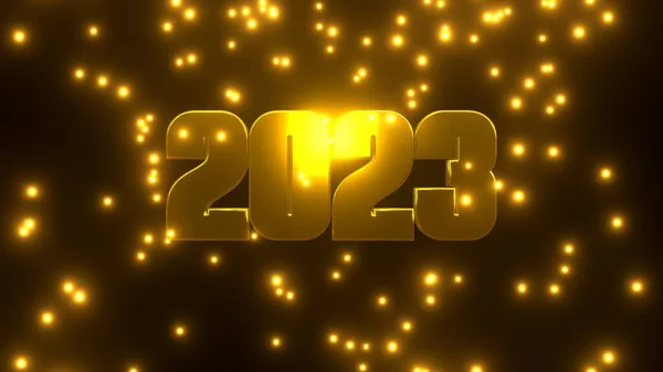 Frohes Neues Jahr 2023 Mit Goldenem Fallpartikel Auf Schwarzem Hintergrund — Stockfoto