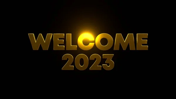 Welcome 2023 Black Background Uhd Rendering — Φωτογραφία Αρχείου