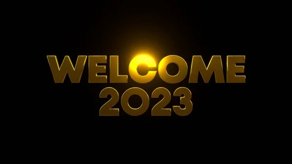 Üdvözöljük 2023 Fekete Háttérrel Uhd Renderelés — Stock Fotó