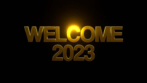 Welcome 2023 Black Background Uhd Rendering —  Fotos de Stock