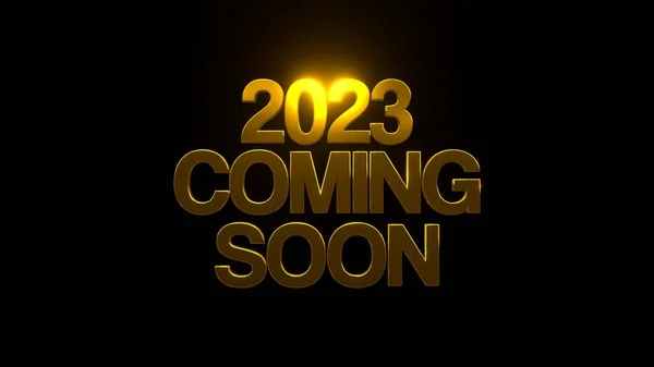 2023 Coming Soon Black Background Uhd Rendering — Stockfoto