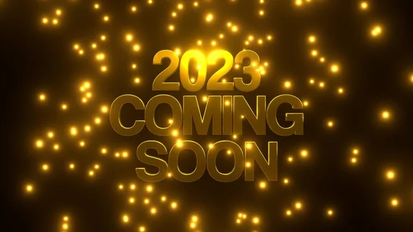 2023 Kommen Bald Mit Goldenem Fallpartikel Auf Schwarzem Hintergrund Uhd — Stockfoto