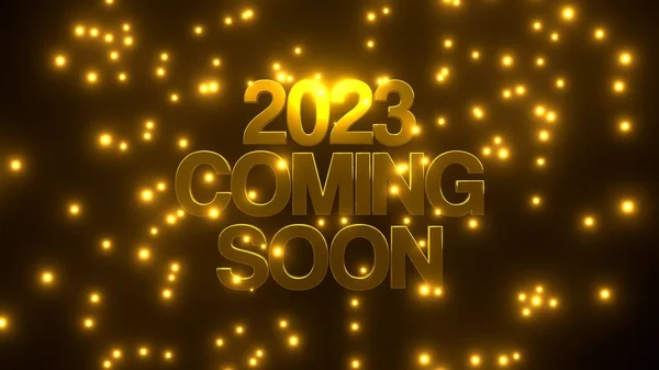 2023 Kommen Bald Mit Goldenem Fallpartikel Auf Schwarzem Hintergrund Uhd — Stockfoto