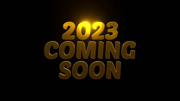 2023 Coming Soon Чорному Тлі Uhd Візуалізація — стокове фото