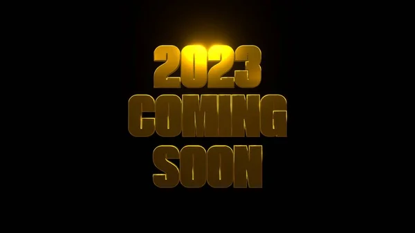 2023 Coming Soon Чорному Тлі Uhd Візуалізація — стокове фото