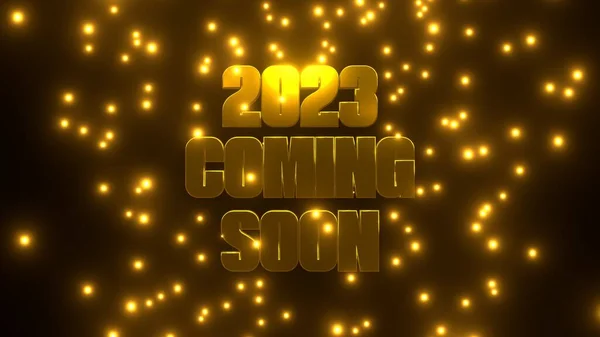 2023 Coming Soon Золотою Падаючою Частинкою Чорному Тлі Uhd Візуалізація — стокове фото