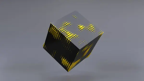 Abstract Black Cube Zero Gravity Uhd Rendering — Foto de Stock