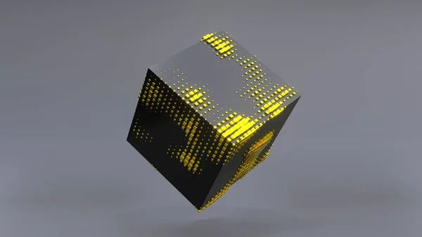 Abstract Black Cube Zero Gravity Uhd Rendering — Stock fotografie