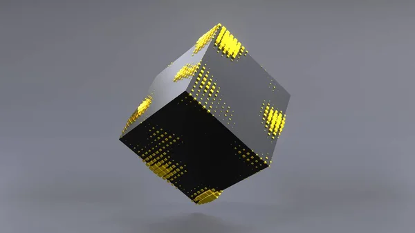 Abstract Black Cube Zero Gravity Uhd Rendering — Fotografia de Stock