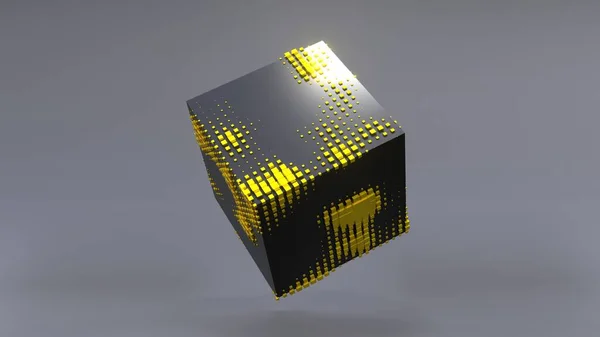 在零重力下的黑色立方体的三维抽象 Uhd 3D渲染 — 图库照片