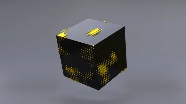 Abstract Black Cube Zero Gravity Uhd Rendering — 스톡 사진