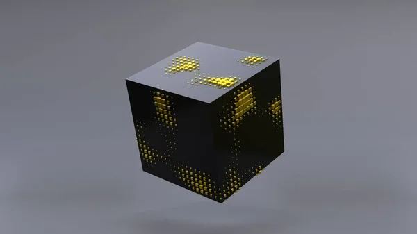Abstract Black Cube Zero Gravity Uhd Rendering — 스톡 사진