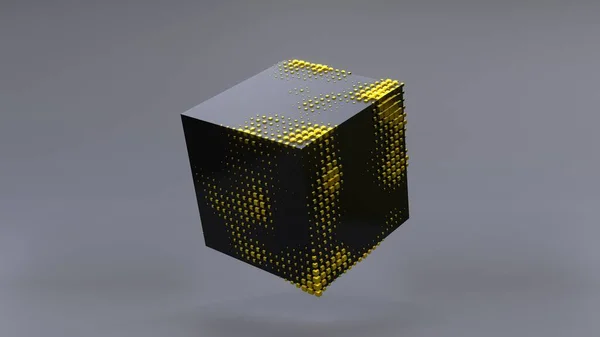 Abstract Black Cube Zero Gravity Uhd Rendering — Stock fotografie