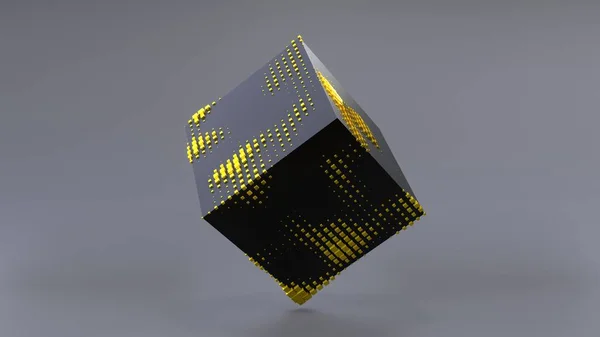 在零重力下的黑色立方体的三维抽象 Uhd 3D渲染 — 图库照片