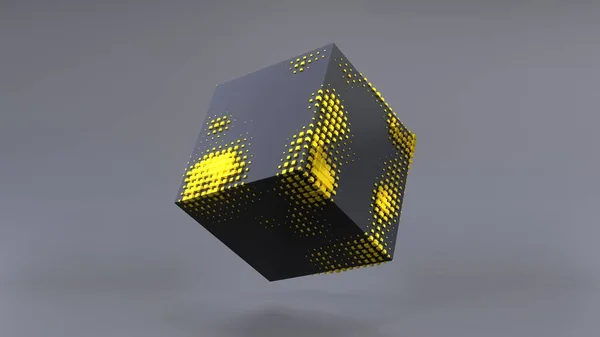 Abstract Black Cube Zero Gravity Uhd Rendering — ストック写真