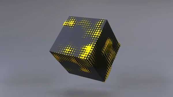 Abstract Black Cube Zero Gravity Uhd Rendering — ストック写真