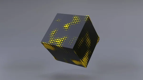 Abstraite Cube Noir Gravité Nulle Uhd Rendu — Photo