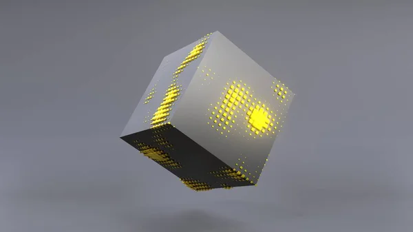 Abstraite Cube Noir Gravité Nulle Uhd Rendu — Photo
