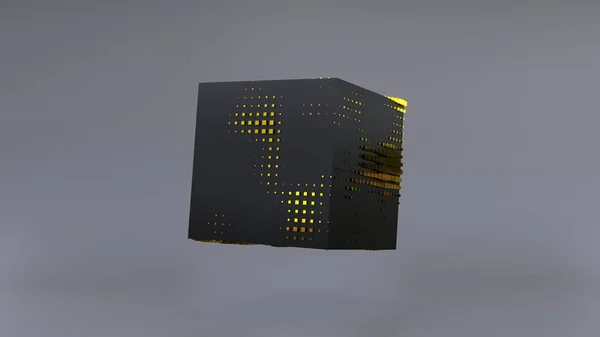 Abstract Black Cube Zero Gravity Uhd Rendering — Foto Stock