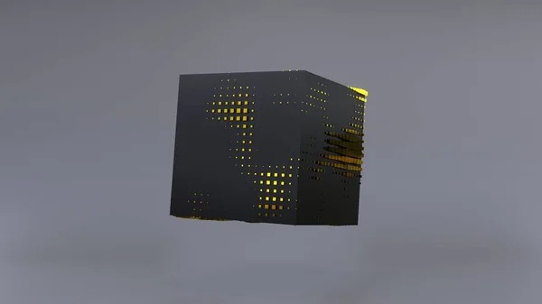 Abstracto Cubo Negro Gravedad Cero Uhd Renderizado — Foto de Stock