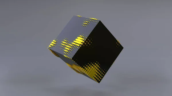 Abstract Black Cube Zero Gravity Uhd Rendering — 图库照片