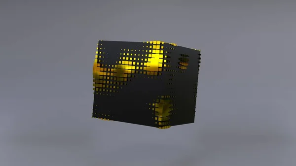 Abstract Black Cube Zero Gravity Uhd Rendering — Stockfoto