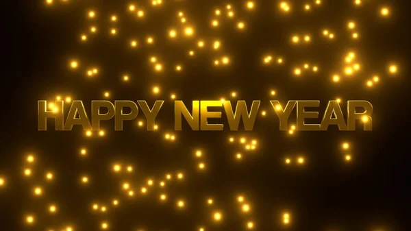 Frohes Neues Jahr Mit Goldenem Fallpartikel Auf Schwarzem Hintergrund Uhd — Stockfoto