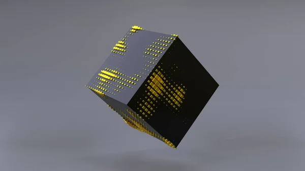 Abstract Black Cube Zero Gravity Uhd Rendering — Φωτογραφία Αρχείου