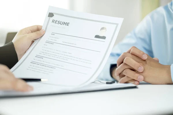 Businesswoman Managers People Hold Resume Talk Job Applicants Job Interviews — Stock Photo, Image