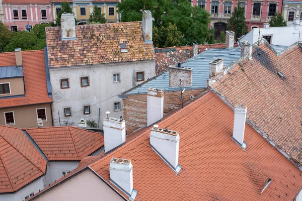 stock image View from Firewatch Tower balcony. The roofs of the old town of Sopron, Hungary.