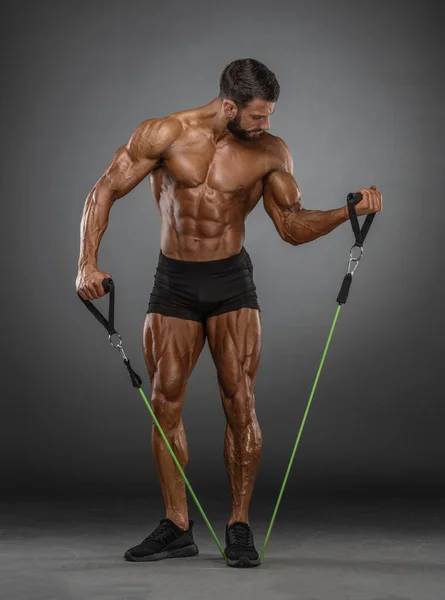 Muscular Man Exercise Jumping Rope Лицензионные Стоковые Фото