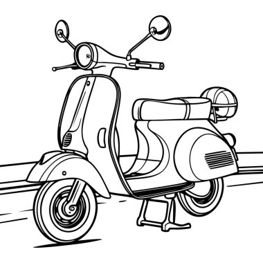 Bu klasik mobilet boyama sayfasında yol kenarında park etmiş klasik bir moped var. Retro araçların ve seyahat sahnelerinin hayranları için idealdir, çocukları ve yetişkinleri renk yoluyla ulaşım aşklarını keşfetmeye teşvik eder..