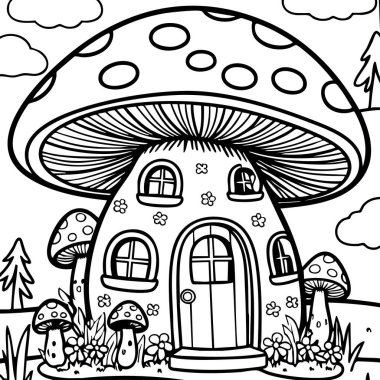 Fantezi Ormanı Sahnesinde Garip Mantar Evi