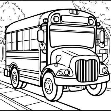 Bu okul otobüsü boyama sayfası şehir yolundan geçen klasik sarı bir okul otobüsünü gösteriyor. Okula dönüş temalı aktiviteler için mükemmel ve çocukların okula giderken görebilecekleri günlük araçlara aşina olmalarına yardımcı oluyor..
