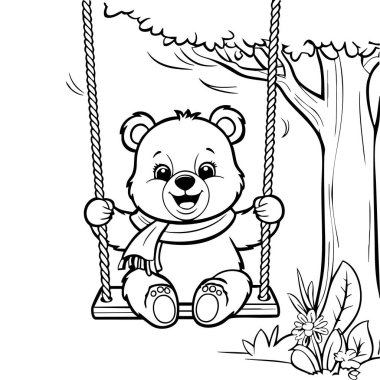 Bu eğlenceli ve iç açıcı renkli sayfa, şirin bir bebek ayının bir ağacın altında mutlu bir şekilde sallanmasını içeriyor. Çocukların doğayı ve hayvanları renklendirmekten zevk almaları için mükemmel..