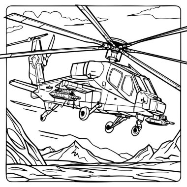 Dağların üzerinden uçan güçlü bir helikopter, macera düşkünü çocuklar için mükemmel.