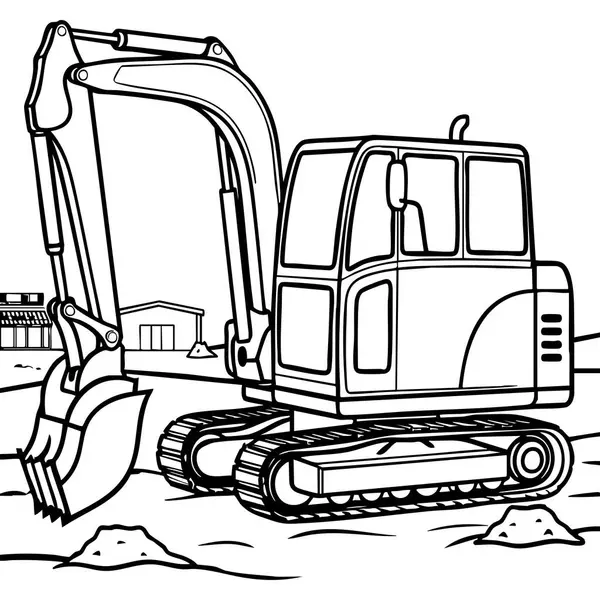 Bu boyama sayfasında, büyük makineleri seven çocuklar için ideal olan, bir inşaat sahasında gerçekçi detaylara sahip büyük bir kazıcı yer alıyor..
