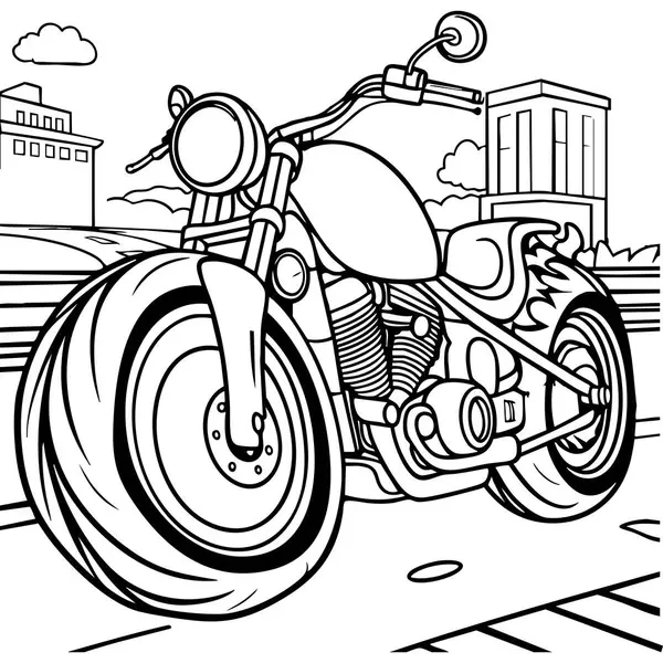 Bu renkli sayfada, mekanik tasarım ve cesur şekillerden hoşlanan motosiklet hayranları için tasarlanmış güçlü bir helikopter motosikleti..