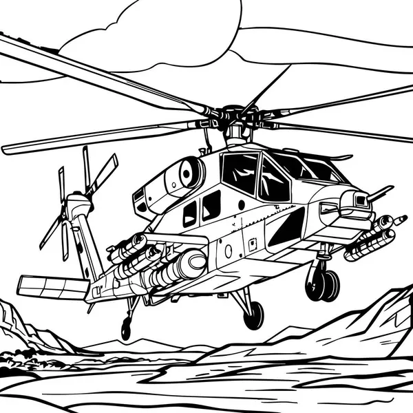 Gelişmiş saldırı helikopteri tepenin ardında, maceracı renkler için ideal.