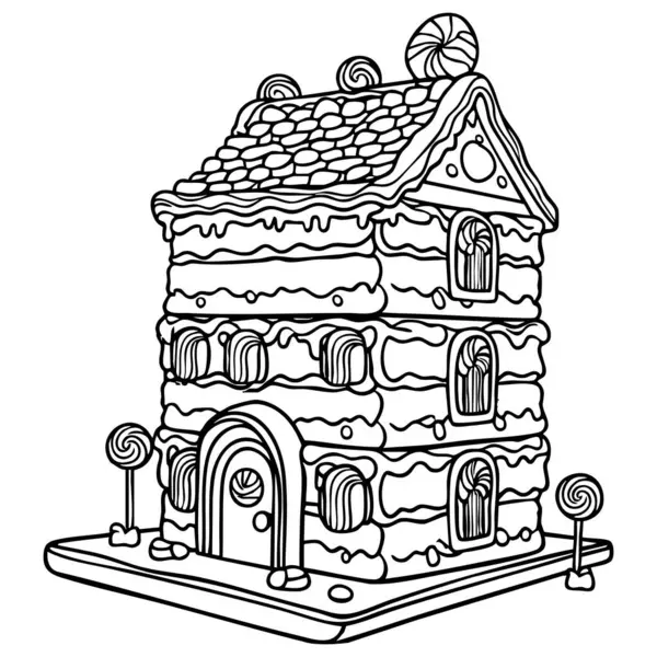 Şekerleme, lolipop ve renkli naneli kiremitleri olan şirin ve tatlı bir şeker evi..