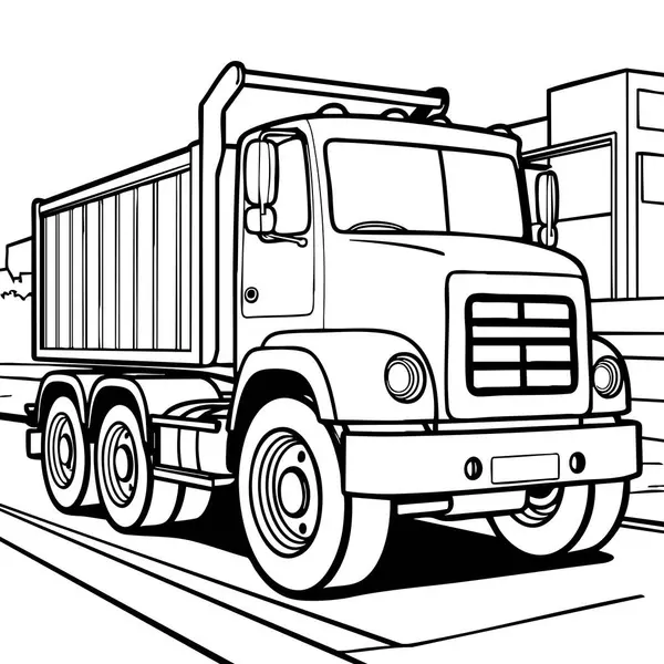 Büyük bir çöp kamyonu ağır inşaat işleri için bir şehirden geçiyor..