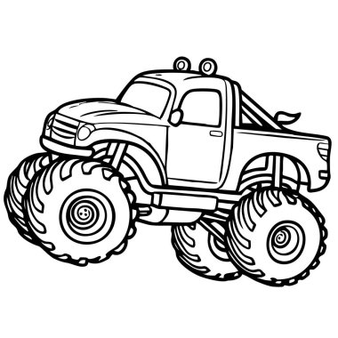 Dev lastikleri olan güçlü bir canavar kamyon boyama hayranları için mükemmel gitmeye hazır.