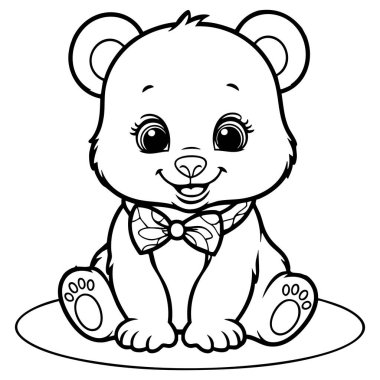 Bu güzel renkli sayfa, her yaştan çocuğa neşe getirmeye hazır büyük bir papyonla mutlu bir şekilde oturan yavru ayı yavrusunu gösteriyor.