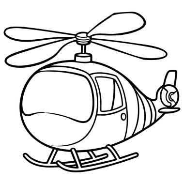 Büyük pervaneli ve dost tasarımı olan bir çizgi film stili helikopter.