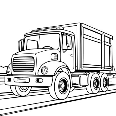 Detaylı kargo kamyonu otoyolda araç boyama için mükemmel.