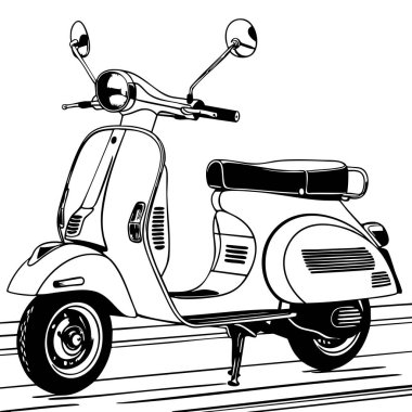 Geçmişten kalma bir scooter park etmeye hazır.